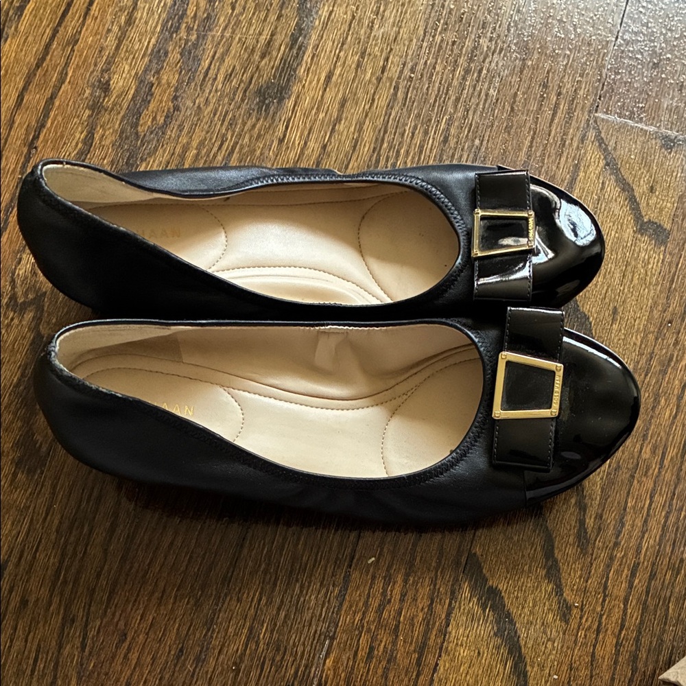 Cole Haan Black Flats with Gold Accent